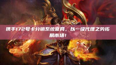 携手172号卡分销系统官网，以一级代理之势拓展市场！