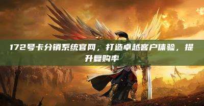 172号卡分销系统官网，打造卓越客户体验，提升复购率