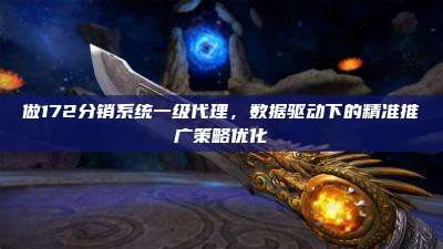 做172分销系统一级代理，数据驱动下的精准推广策略优化