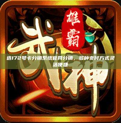 选172号卡分销系统官网分销，多种支付方式灵活便捷