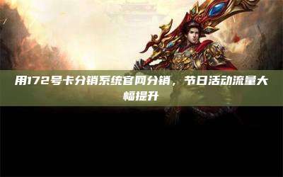 用172号卡分销系统官网分销，节日活动流量大幅提升