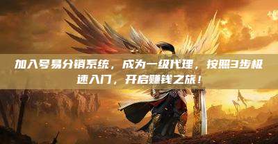 加入号易分销系统，成为一级代理，按照3步极速入门，开启赚钱之旅！
