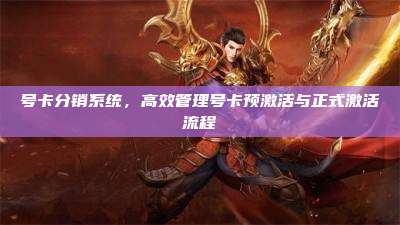 号卡分销系统，高效管理号卡预激活与正式激活流程